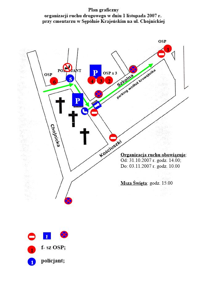 Zmiany organizacji ruchu w rejonie cmentarza przy ulicy Chojnickiej w Sępólnie Krajeńskim