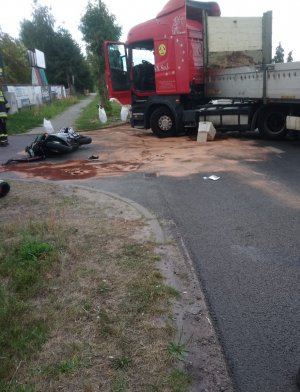 Wypadek z udziałem motocyklisty