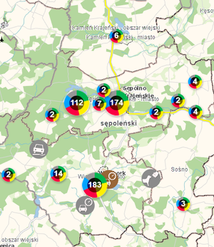 Zrzut ekranu Krajowej Mapy zagrożenia Bezpieczeństwa