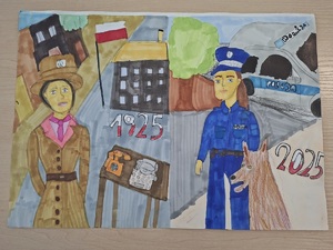 Praca zwycięska w konkursie plastycznym &amp;quot;100 lat kobiet w Policji&amp;quot;