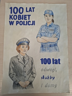 Praca zwycięska w konkursie plastycznym  pn.100 lat kobiet w Policji