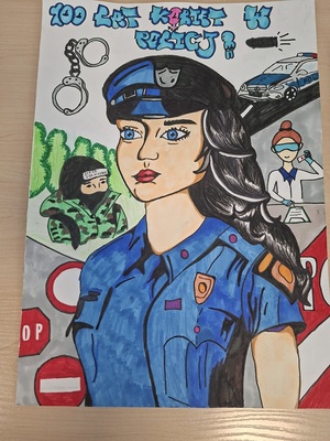 Praca zwycięska w konkursie plastycznym pn.100 lat kobiet w Policji