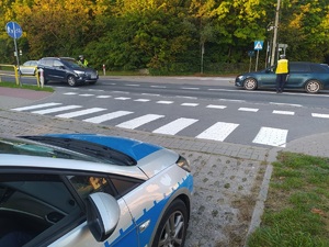 Policjanci sprawdzają trzeźwość kierowców.
